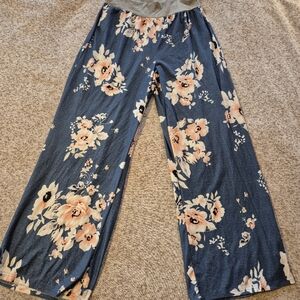 Womens Floral Flowy Soft Stretch Spandex Blend Size Pj Medium Lounge Pants